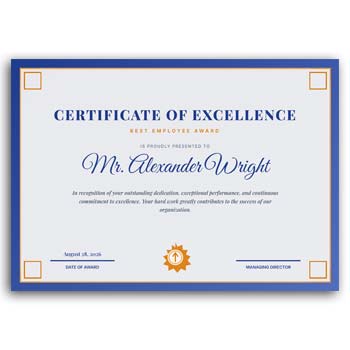 Certificate format official award editable
