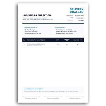 Delivery Challan format Editable