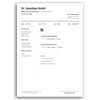 Doctor Prescription Format Editable Free Download