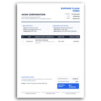 Expense Claim Form Template Editable