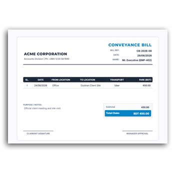 Office Conveyance Bill Format Editable Instant Download