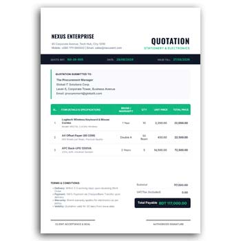 Office Supply Quotation Editable format instant download PDF and JPG