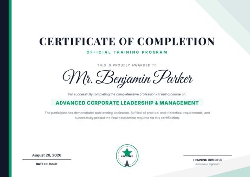 Official training program certificate format editable pdf free download