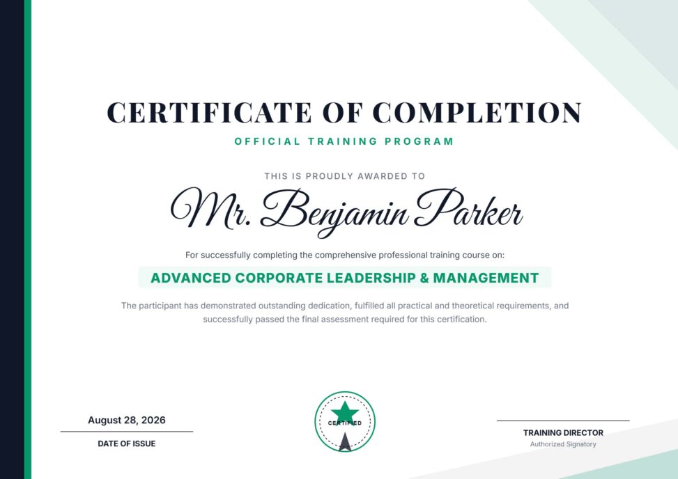 Official training program certificate format editable pdf free download