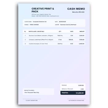 Printing & Stationery Item Cash Memo Editable Design instant download JPG and PDF