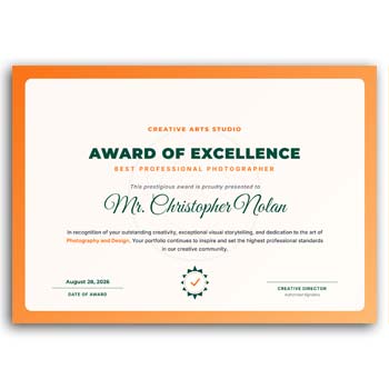 Professional Award Certificate Format Template Editable Instant Download