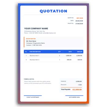 Quick Editable Quotation Format & Instant Download