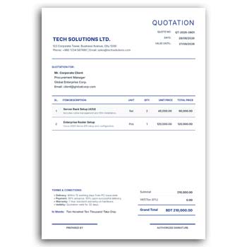 Quotation Mockup Supply of electronics items