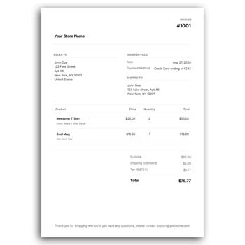 Shopify Invoice Creator