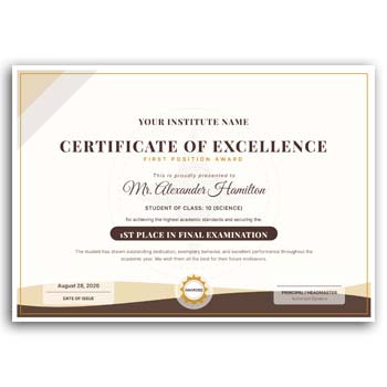 Student Institute School Certificate Fast Position Editable Instant Download